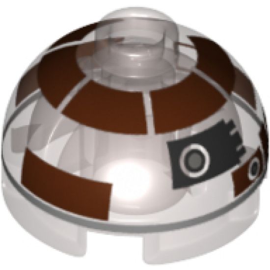 Brick, Round 2 x 2 Dome Top with Dark Brown with Silver Band around Dome Pattern (R3-M2)