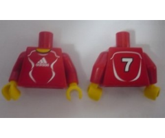 Torso Soccer Adidas Logo, Red and White No. 7 Pattern (Stickers) / Red Arms / Yellow Hands