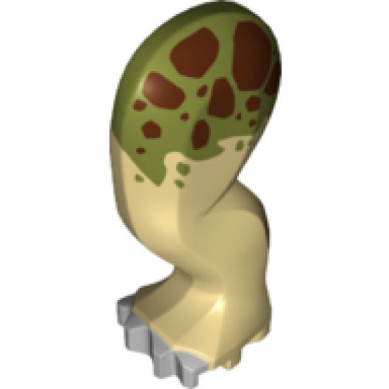 Animal, Body Part Dinosaur Leg Large (Rear) Triceratops with Pin, Light Bluish Gray Claws and Olive Green and Dark Brown Pattern - Left