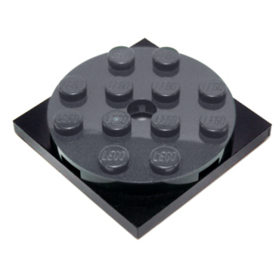 Turntable 4 x 4 x 2/3 Top with Black Square Base, Free-Spinning (60474 / 61485)