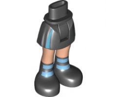 Mini Doll, Legs with Hips and Skirt, Light Nougat Legs and Black Boots with Dark Azure Stripes Pattern