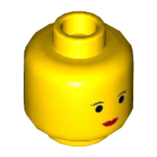 Minifigure, Head Female with Red Lips, Small Eyebrows, Small Eyes Pattern - Hollow Stud