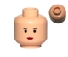 Minifigure, Head Female with Red Lips, Small Eyebrows, Small Eyes Pattern - Hollow Stud