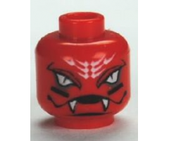 Minifigure, Head Alien with White Snake Eyes and Mouth with Fangs Pattern - Blocked Open Stud