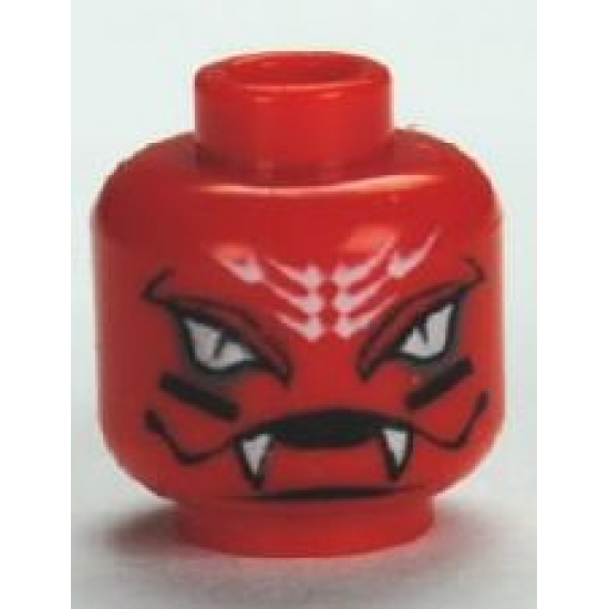 Minifigure, Head Alien with White Snake Eyes and Mouth with Fangs Pattern - Blocked Open Stud