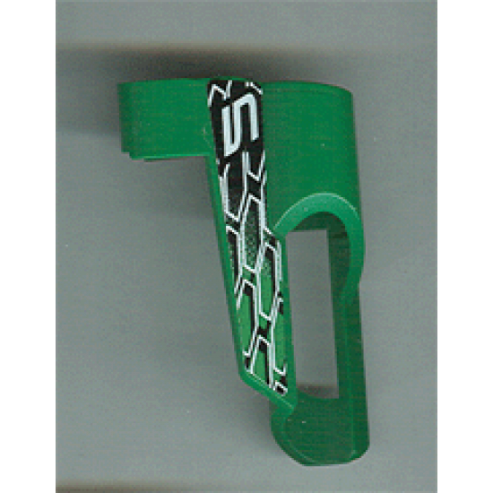 Technic, Panel Fairing # 5 Small Short, Large Hole, Side A with Number 5, White, Black and Green Pattern (Sticker) - Set 8469