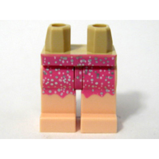 Hips and Light Nougat Legs with Dark Pink Skirt with Silver Flecks Pattern