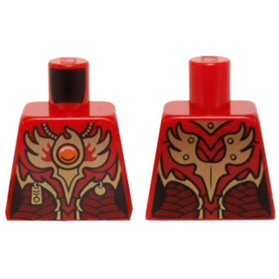 Torso Vest with Dark Red and Gold Armor with Pendants, Scales and Fire Chi Emblem Pattern