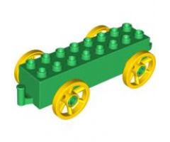 Duplo, Vehicle Car Base 2 x 8 x 1 1/2 with Large Yellow Spoked Wheels