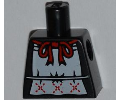 Torso White Apron with Red Ribbon Pattern