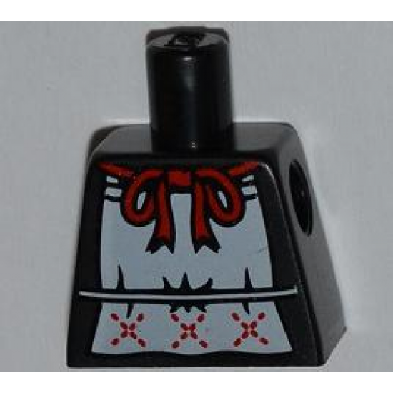 Torso White Apron with Red Ribbon Pattern
