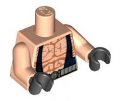 Torso Batman Muscles Outline with Dark Blue Suspenders and Silver Belt Pattern / Light Nougat Arms / Black Hands