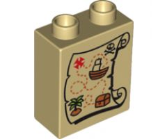 Duplo, Brick 1 x 2 x 2 with Pirates Treasure Map Pattern