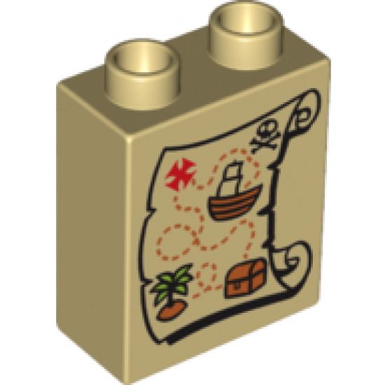 Duplo, Brick 1 x 2 x 2 with Pirates Treasure Map Pattern
