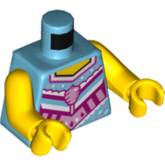 Torso Female Yellow Neck, Bright Pink Cotton Candy, White and Magenta Decoration Pattern / Yellow Arms / Yellow Hands