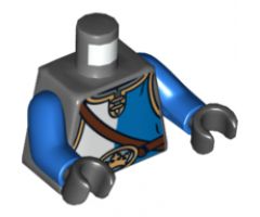 Torso Castle King's Knight Shirt, Shoulder Strap and Crown on Buckle Pattern / Blue Arms / Black Hands