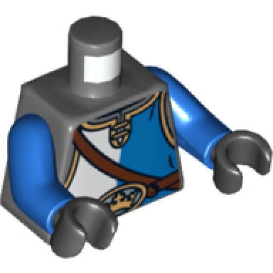 Torso Castle King's Knight Shirt, Shoulder Strap and Crown on Buckle Pattern / Blue Arms / Black Hands