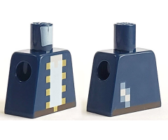 Torso Pixelated Blue Jacket with Yellow Trim over White Shirt and Black Belt with Buckle Pattern