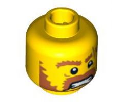 Minifigure, Head Male Brown Beard, Brown Eyebrows, Scar Across Left Eyebrow, Open Angry Mouth, White Pupils Pattern - Blocked Open Stud