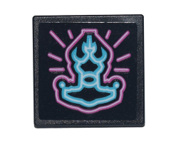 Road Sign 2 x 2 Square with Open O Clip with Medium Azure and Bright Pink Ronin's Pawn Shop Logo Pattern (Sticker) - Set 71741