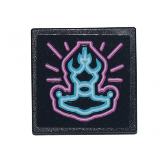 Road Sign 2 x 2 Square with Open O Clip with Medium Azure and Bright Pink Ronin's Pawn Shop Logo Pattern (Sticker) - Set 71741