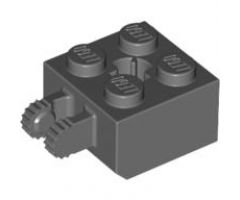 Hinge Brick 2 x 2 Locking with 2 Fingers Vertical and Axle Hole, 9 Teeth