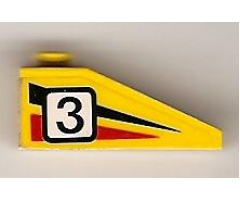 Slope 33 3 x 1 with Black Number 3 on Black and Red Stripes Pattern Model Right (Sticker) - Set 6539