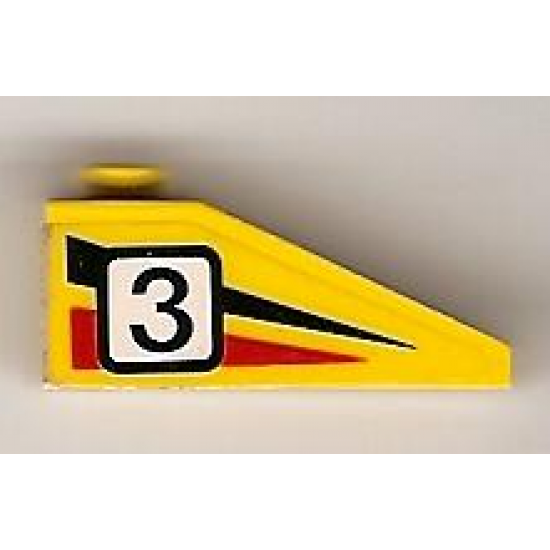 Slope 33 3 x 1 with Black Number 3 on Black and Red Stripes Pattern Model Right (Sticker) - Set 6539