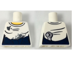 Torso Female T-Shirt with Oil Stains, Dark Blue Sash, Ratchet Tucked in Back Pattern