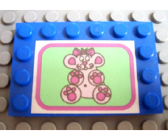 Tile, Modified 4 x 6 with Studs on Edges with Teddy Bear Pattern (Sticker) - Set 5895