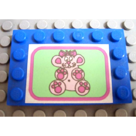 Tile, Modified 4 x 6 with Studs on Edges with Teddy Bear Pattern (Sticker) - Set 5895