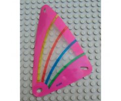 Plastic Triangle 9 x 15 Sail with Dark Pink Border and Green, Blue, Red and Yellow Stripes Pattern
