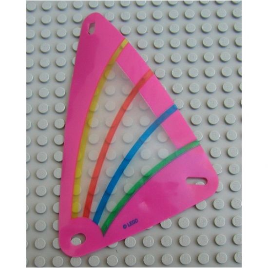 Plastic Triangle 9 x 15 Sail with Dark Pink Border and Green, Blue, Red and Yellow Stripes Pattern