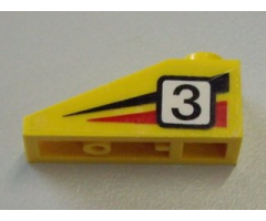 Slope 33 3 x 1 with Black Number 3 on Black and Red Stripes Pattern Model Left (Sticker) - Set 6539