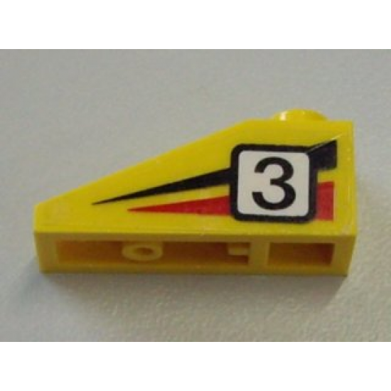 Slope 33 3 x 1 with Black Number 3 on Black and Red Stripes Pattern Model Left (Sticker) - Set 6539