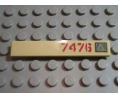 Tile 1 x 6 with Lime Triangle on Metal Plate and Dark Red '7476' Pattern Right (Sticker) - Set 7476