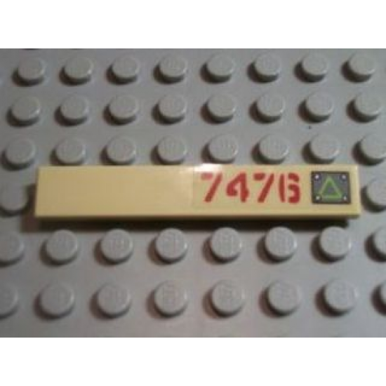 Tile 1 x 6 with Lime Triangle on Metal Plate and Dark Red '7476' Pattern Right (Sticker) - Set 7476