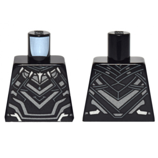 Torso Body Armor with Gray and Silver Crossing Lines and White Teeth Necklace Pattern