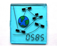 Glass for Window 4 x 4 x 3 Roof with '0585', Earth & Satellites Pattern (Sticker) - Set 6339
