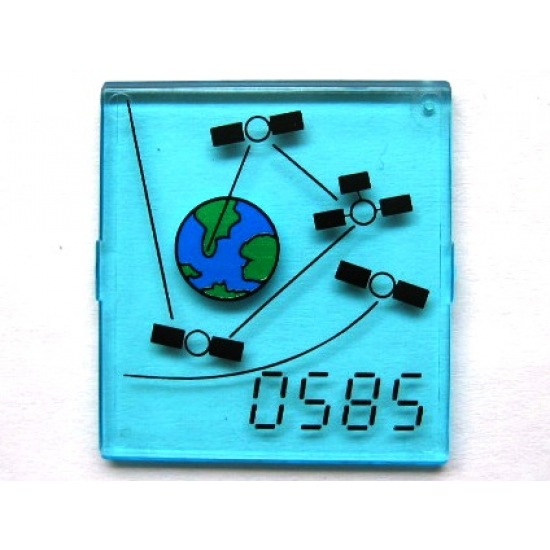 Glass for Window 4 x 4 x 3 Roof with '0585', Earth & Satellites Pattern (Sticker) - Set 6339