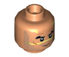 Minifigure, Head Dual Sided Beard Stubble, Black Thick Eyebrows, Neutral / Bared Teeth Angry Pattern (SW Quinlan Vos) - Hollow Stud