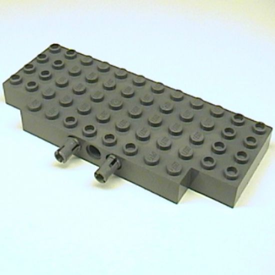 Brick, Modified 5 x 12 with Two 1 x 2 Cutouts, 1 Hole and 2 Fixed Rotatable Friction Pins on Side