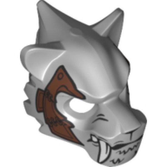 Minifigure, Headgear Mask Tiger with White Fang, Copper Fang and Copper Armor with Rivets Pattern