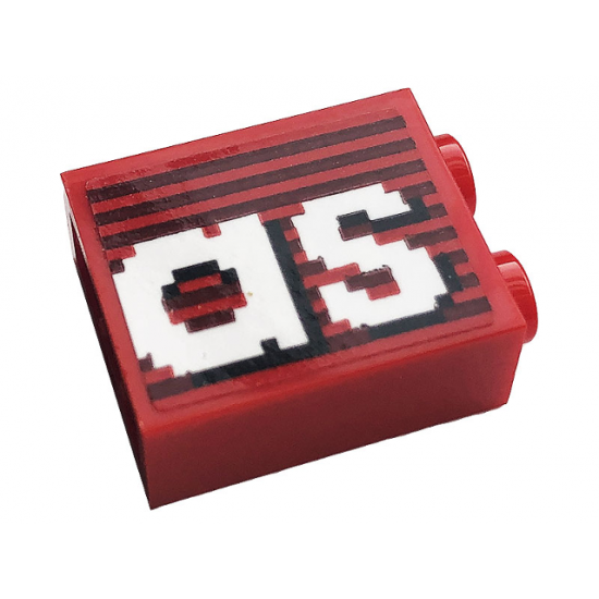 Brick 1 x 2 x 2 with Inside Stud Holder with Gray Stripes and White 'as' Pattern (Sticker) - 10272