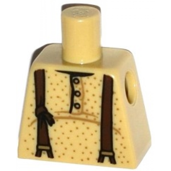 Torso Shirt with 3 Buttons and Brown Suspenders Pattern