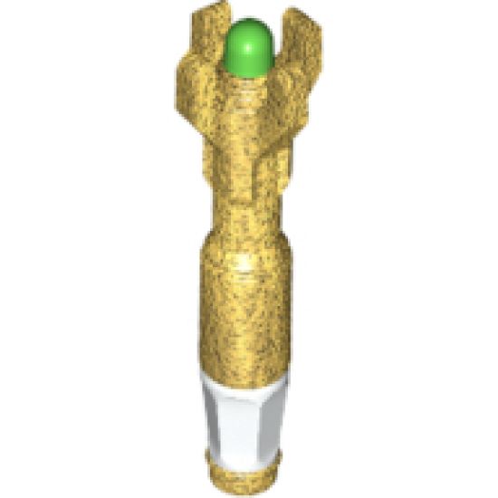 Minifigure, Utensil Tool Screwdriver with 4 Prongs with Green Tip and White Handle Pattern (Sonic Screwdriver)