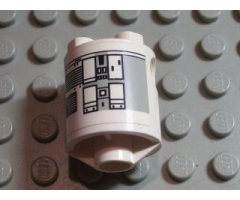 Brick, Round 2 x 2 x 2 Robot Body with Gray Squares and Black Lines Pattern on Both Sides (Stickers) - Set 7467