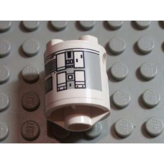 Brick, Round 2 x 2 x 2 Robot Body with Gray Squares and Black Lines Pattern on Both Sides (Stickers) - Set 7467