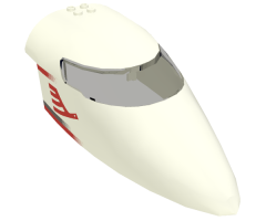 Aircraft Fuselage Curved Forward 8 x 16 x 5 with Trans-Black Glass with Red Airline Bird and Stripes Pattern