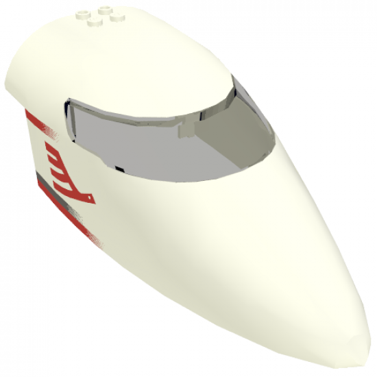 Aircraft Fuselage Curved Forward 8 x 16 x 5 with Trans-Black Glass with Red Airline Bird and Stripes Pattern